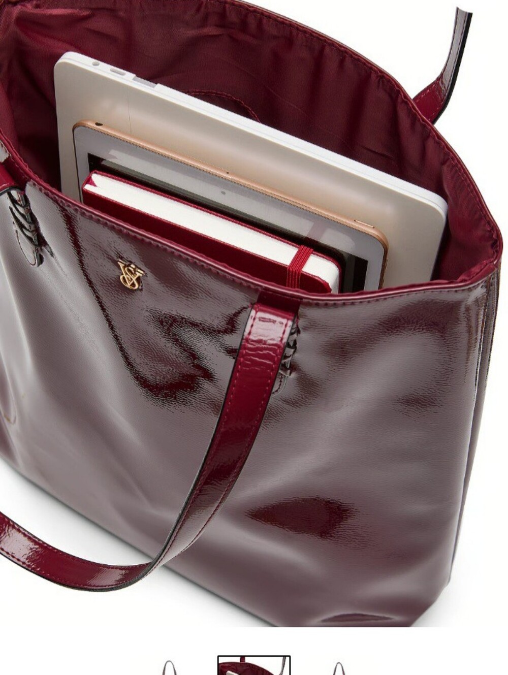 Victoria's Secret Patent Tote Bag in Deep Burgundy. Never Used - Picture 2 of 9